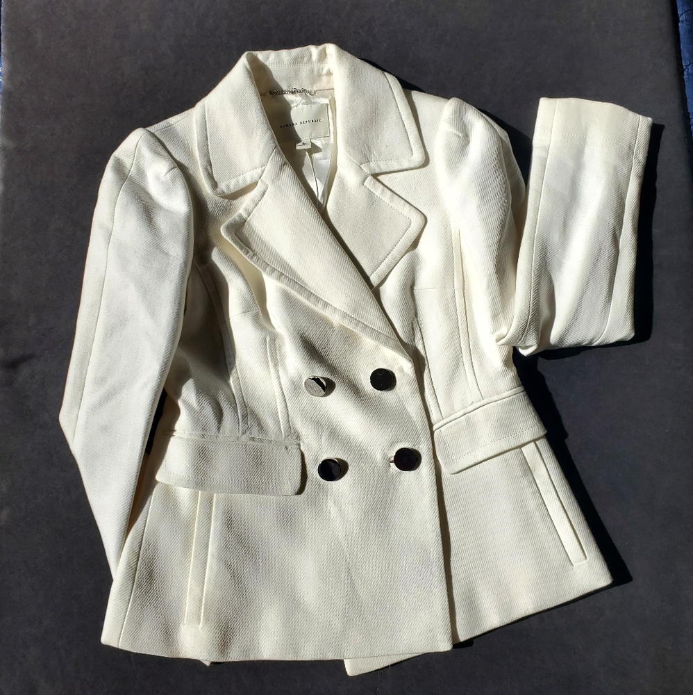 Banana Republic White Cotton Jacket/Coat